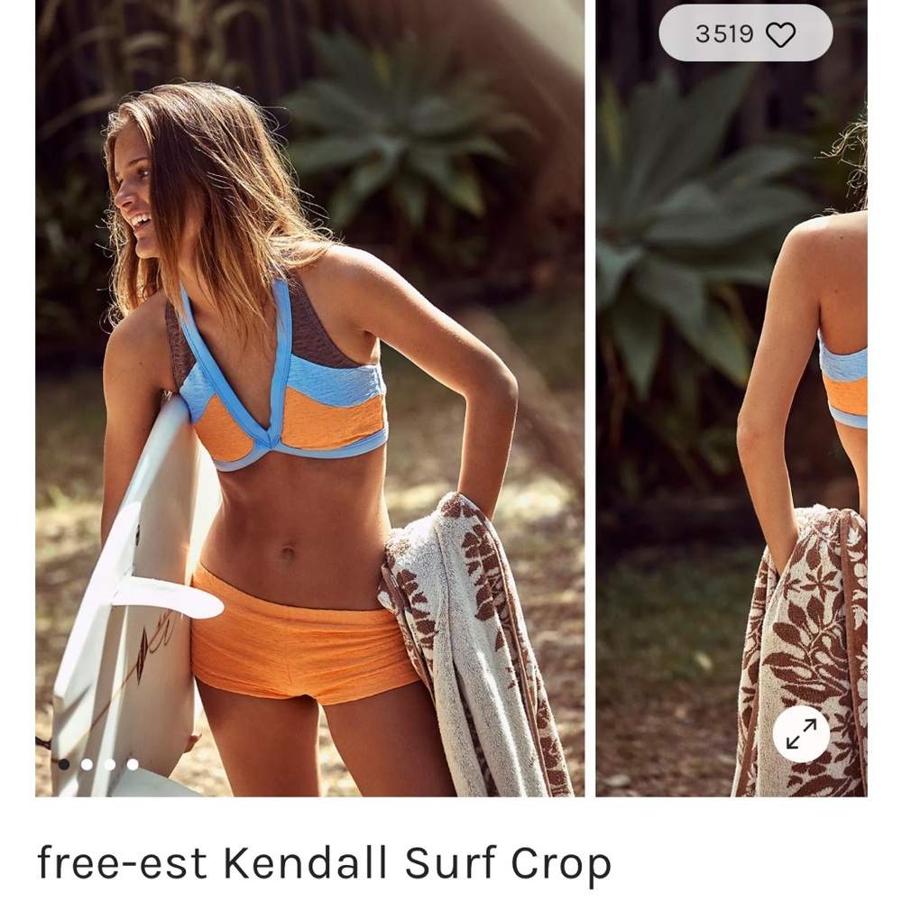 Free People Colorblock Surf Crop Bikini Top